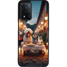 Coque OPPO A93s 5G - Silicone rigide noir Valentine 2024 Dog & Cat Candlelight