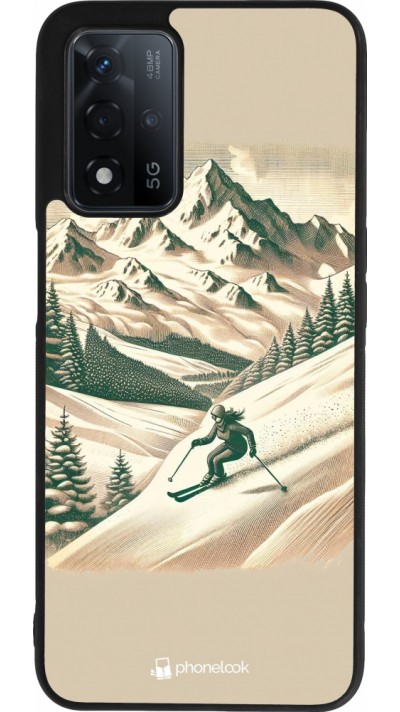 Coque OPPO A93s 5G - Silicone rigide noir Vintage Ski Mountain