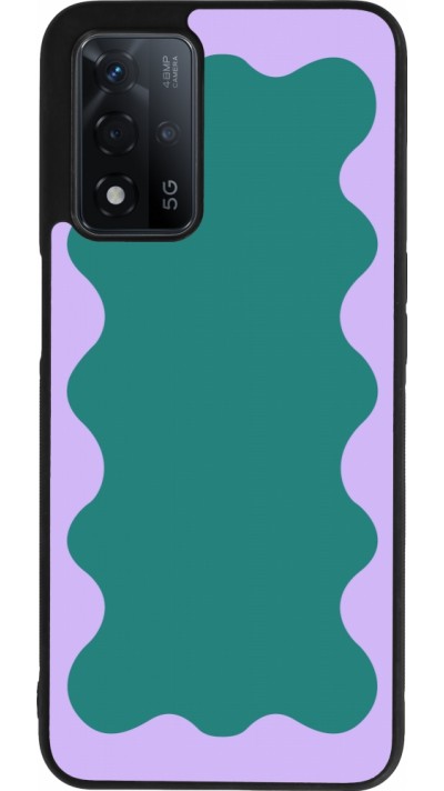 Coque OPPO A93s 5G - Silicone rigide noir Wavy Rectangle Green Purple