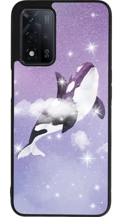 Coque OPPO A93s 5G - Silicone rigide noir Whale in sparking stars