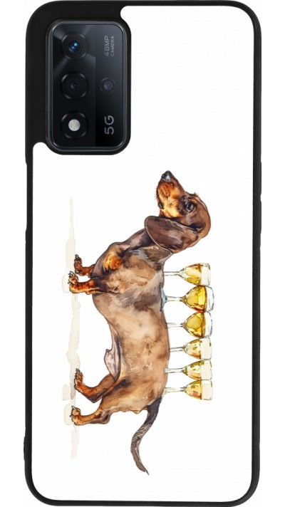 Coque OPPO A93s 5G - Silicone rigide noir Wine Teckel