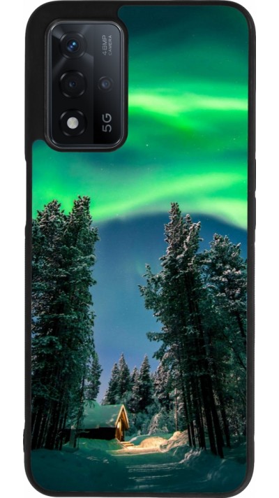 Coque OPPO A93s 5G - Silicone rigide noir Winter 22 Northern Lights