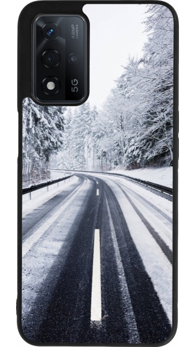 OPPO A93s 5G Case Hülle - Silikon schwarz Winter 22 Snowy Road