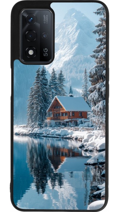 Coque OPPO A93s 5G - Silicone rigide noir Winter 25 Winter house forest day