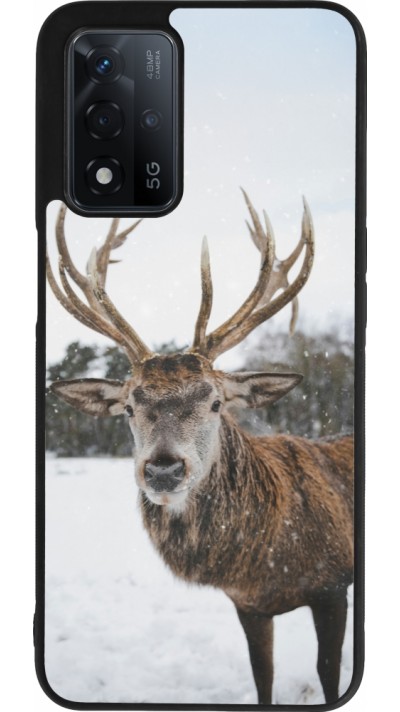 OPPO A93s 5G Case Hülle - Silikon schwarz Winter 25 Winter reindeer