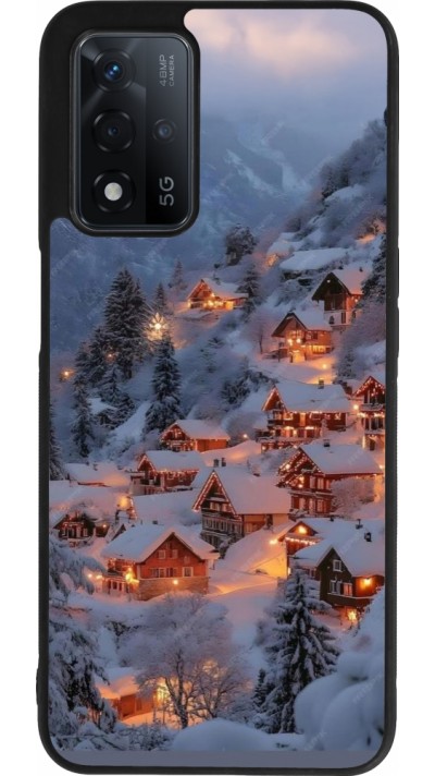 Coque OPPO A93s 5G - Silicone rigide noir Winter 25 Winter snowy village