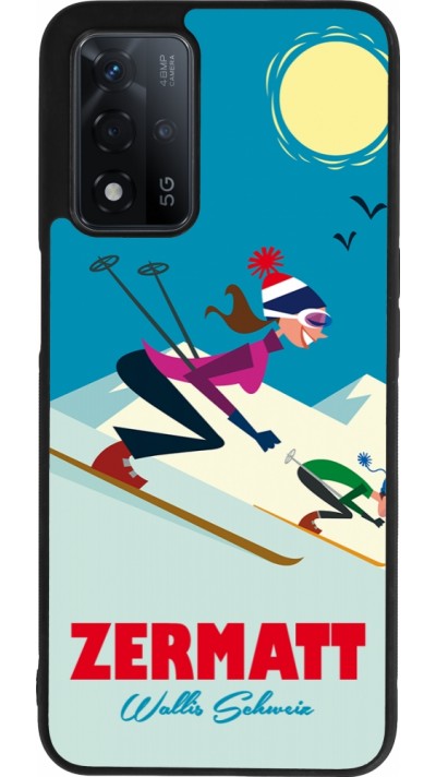 Coque OPPO A93s 5G - Silicone rigide noir Zermatt Ski Downhill
