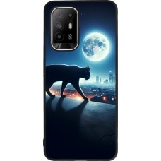 OPPO F19 Pro+ Case Hülle - Silikon schwarz Schwarze Katze unter dem Vollmond