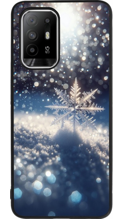 OPPO F19 Pro+ Case Hülle - Silikon schwarz Schneeflocke Solar Glanz