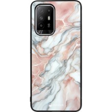 OPPO F19 Pro+ Case Hülle - Silikon schwarz Rosa Leuchtender Marmor
