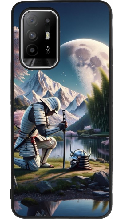 OPPO F19 Pro+ Case Hülle - Silikon schwarz Samurai Katana Mond