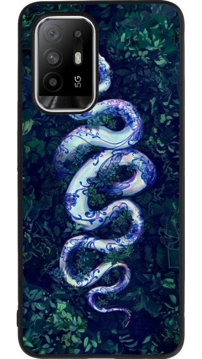 OPPO F19 Pro+ Case Hülle - Silikon schwarz Snake Blue Anaconda