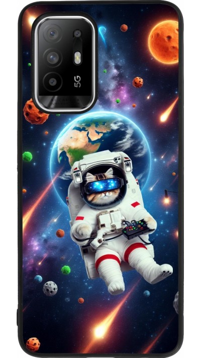 Coque OPPO F19 Pro+ - Silicone rigide noir VR SpaceCat Odyssey