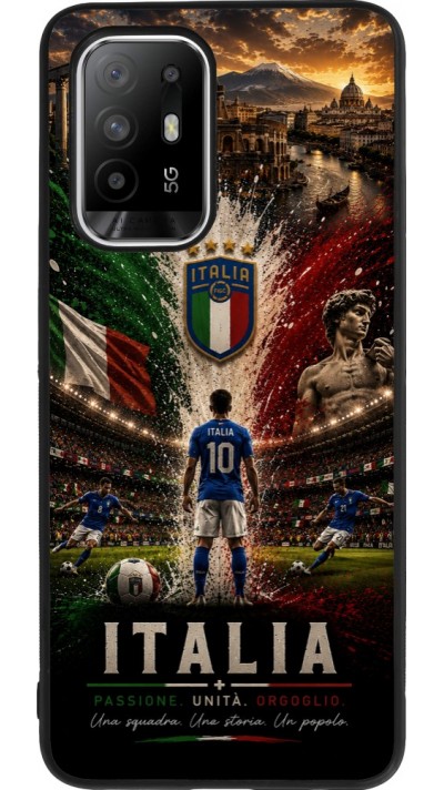 Coque OPPO F19 Pro+ - Silicone rigide noir Football Italie splash 2026