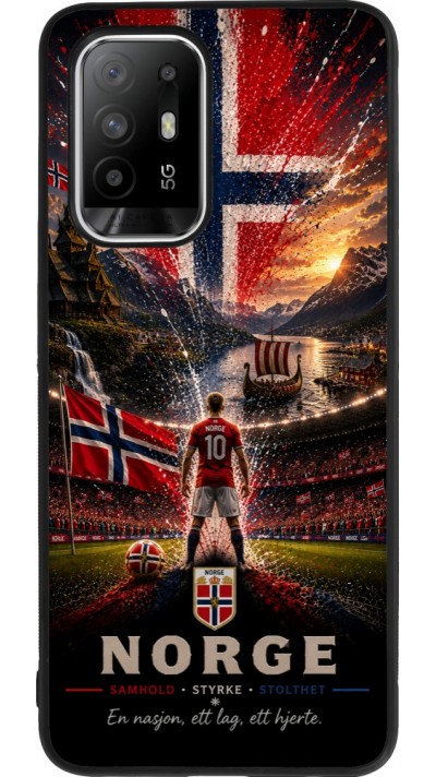 Coque OPPO F19 Pro+ - Silicone rigide noir Football Norvège splash 2026