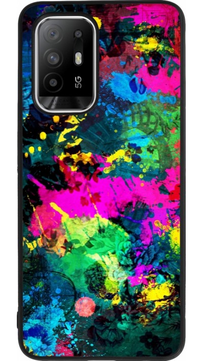 OPPO F19 Pro+ Case Hülle - Silikon schwarz Splash paint