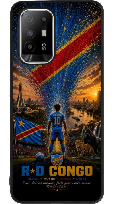 Coque OPPO F19 Pro+ - Silicone rigide noir Football République démocratique du Congo splash 2026