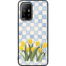 OPPO F19 Pro+ Case Hülle - Silikon schwarz Blue vichy tulips Spring 2026