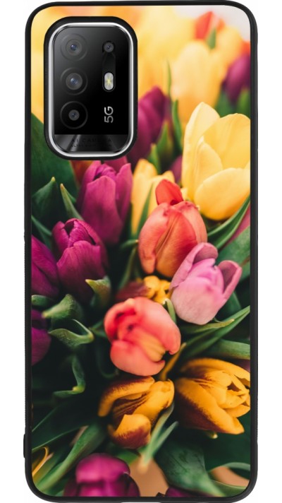Coque OPPO F19 Pro+ - Silicone rigide noir Bouquet of tulips Spring 2026