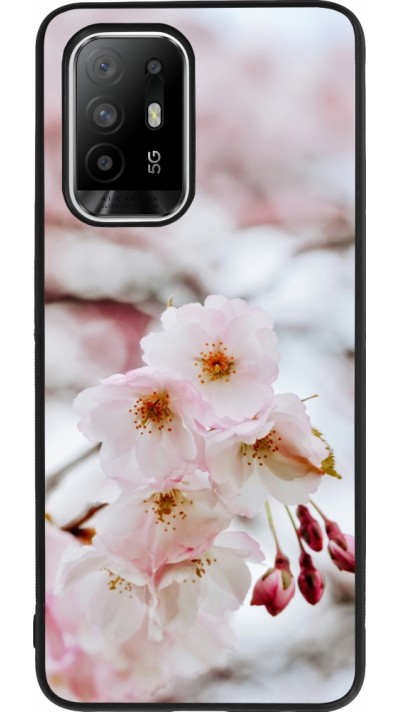 Coque OPPO F19 Pro+ - Silicone rigide noir Cherry tree Spring 2026
