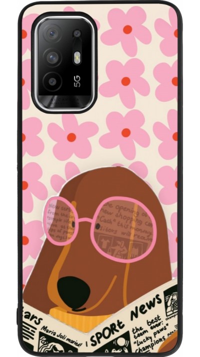 Coque OPPO F19 Pro+ - Silicone rigide noir Dog with newspaper Spring 2026
