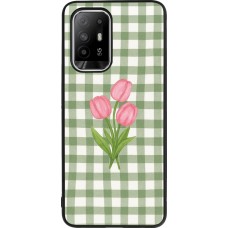 OPPO F19 Pro+ Case Hülle - Silikon schwarz Green vichy tulips Spring 2026