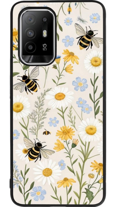 Coque OPPO F19 Pro+ - Silicone rigide noir Pattern bees Spring 2026