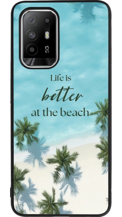 Coque OPPO F19 Pro+ - Silicone rigide noir Summer 2025 Life is better at the beach