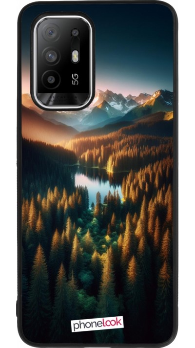 Coque OPPO F19 Pro+ - Silicone rigide noir Sunset Forest Lake