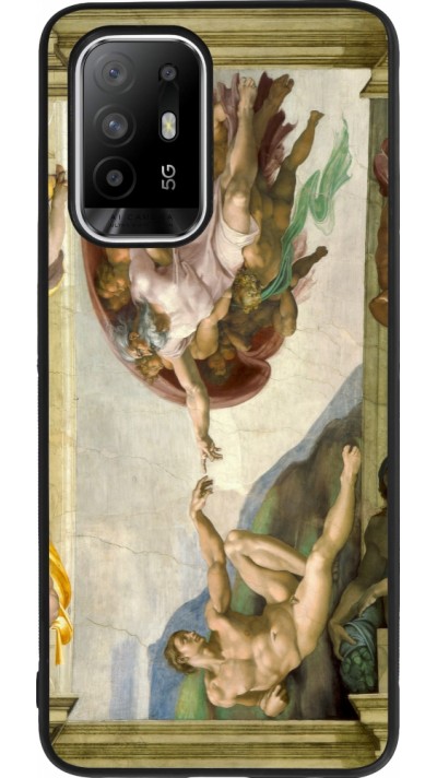 Coque OPPO F19 Pro+ - Silicone rigide noir Tableau art - La Création d’Adam - Michel-Ange