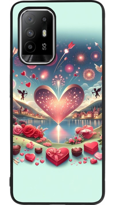 Coque OPPO F19 Pro+ - Silicone rigide noir Valentine 2025 Chic