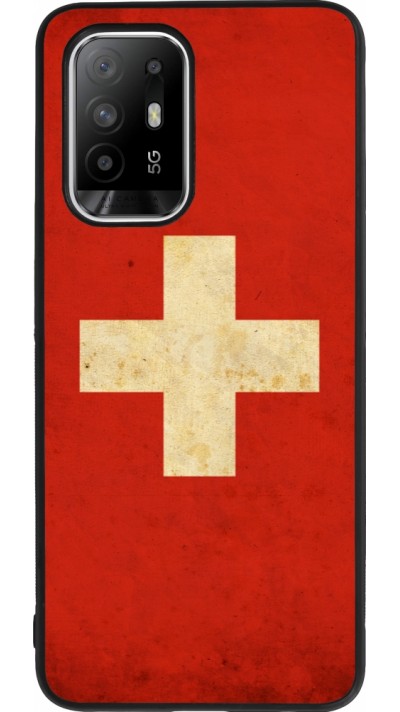 Coque OPPO F19 Pro+ - Silicone rigide noir Vintage Flag SWISS