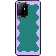 OPPO F19 Pro+ Case Hülle - Silikon schwarz Wavy Rectangle Green Purple