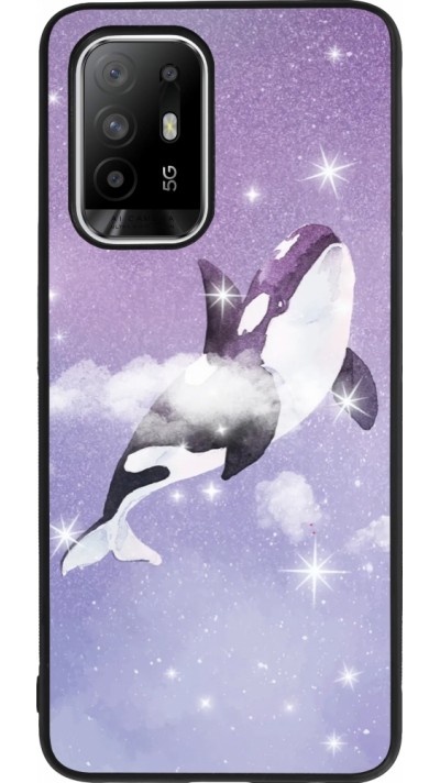 Coque OPPO F19 Pro+ - Silicone rigide noir Whale in sparking stars