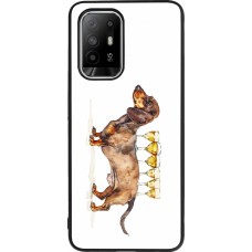 OPPO F19 Pro+ Case Hülle - Silikon schwarz Wine Teckel