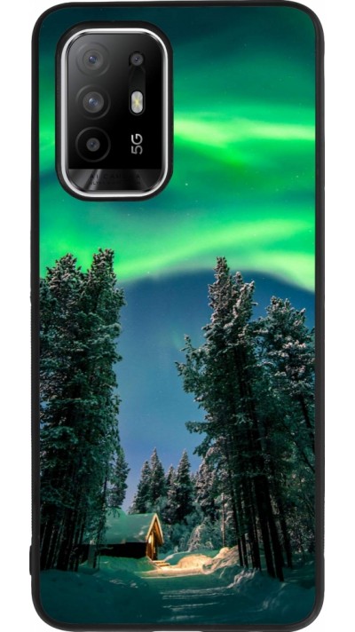 Coque OPPO F19 Pro+ - Silicone rigide noir Winter 22 Northern Lights
