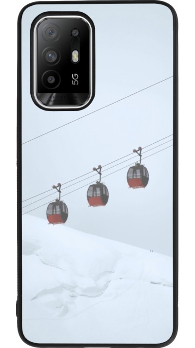 Coque OPPO F19 Pro+ - Silicone rigide noir Winter 22 ski lift