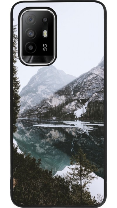Coque OPPO F19 Pro+ - Silicone rigide noir Winter 22 snowy mountain and lake