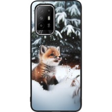 OPPO F19 Pro+ Case Hülle - Silikon schwarz Weihnachten 2023 Fuechslein Tanne
