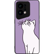 OPPO Find X5 Case Hülle - Silikon schwarz Chat auf lila Hintergrund