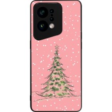 OPPO Find X5 Case Hülle - Silikon schwarz Christmas 25 Pink Tree