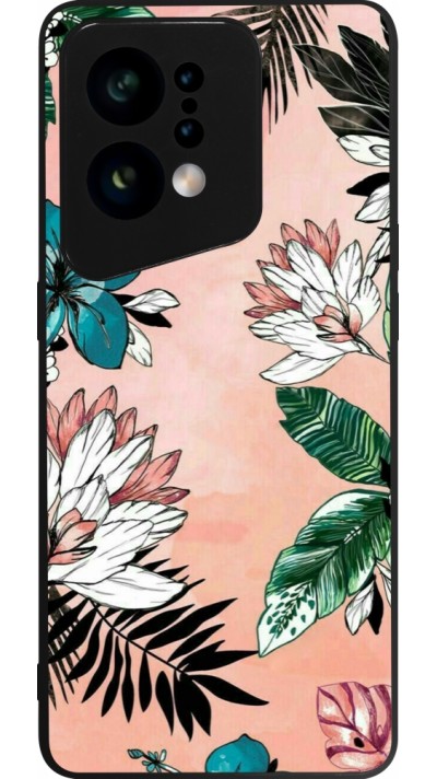 OPPO Find X5 Case Hülle - Silikon schwarz Flowers Artprint