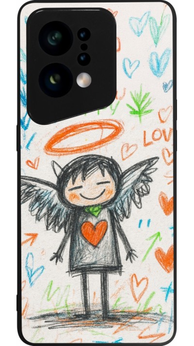 OPPO Find X5 Case Hülle - Silikon schwarz Little Angel Sketch Love