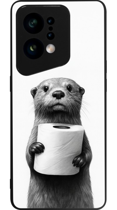 OPPO Find X5 Case Hülle - Silikon schwarz Otter Toilettenpapier