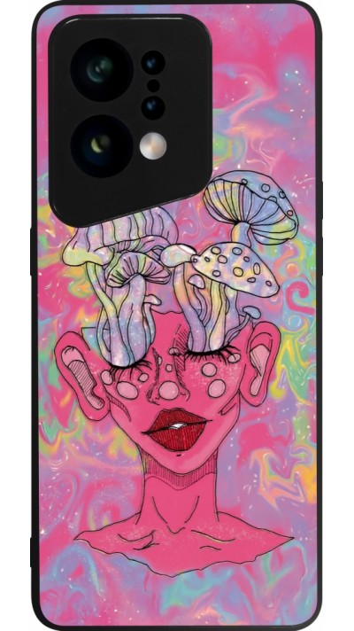 OPPO Find X5 Case Hülle - Silikon schwarz Psychedelic pink mushroom