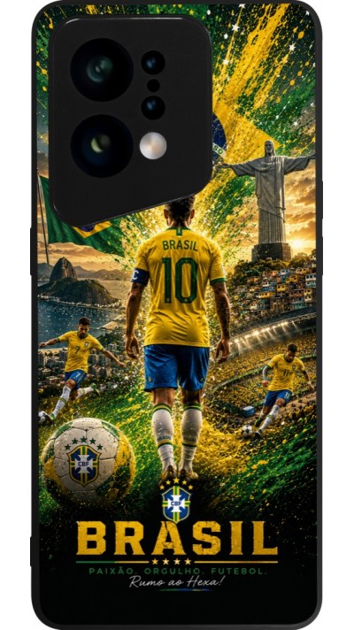 OPPO Find X5 Case Hülle - Silikon schwarz Fussball Brasilien splash 2026