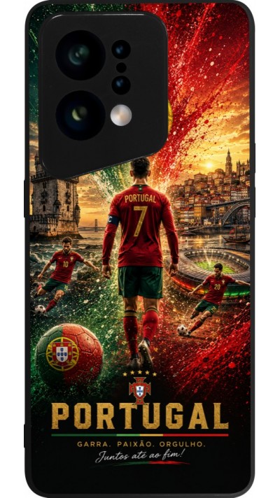 OPPO Find X5 Case Hülle - Silikon schwarz Fussball Portugal splash 2026