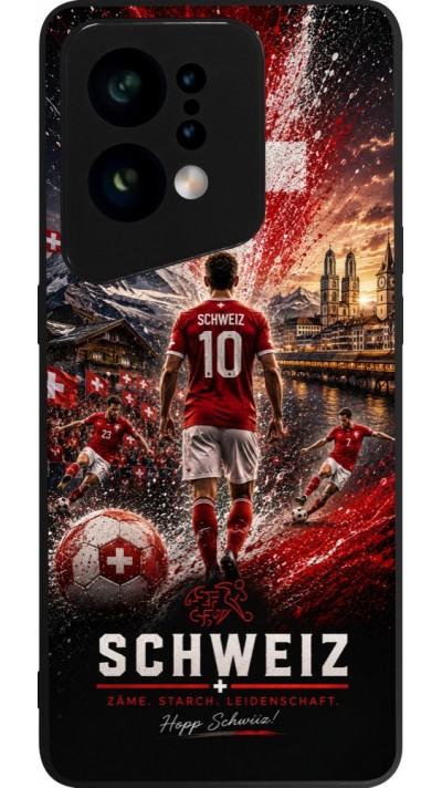 OPPO Find X5 Case Hülle - Silikon schwarz Fussball Schweiz splash 2026