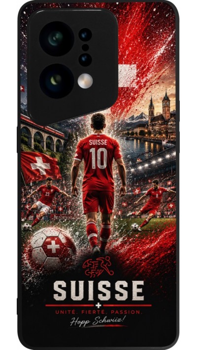 OPPO Find X5 Case Hülle - Silikon schwarz Fussball Suisse splash 2026