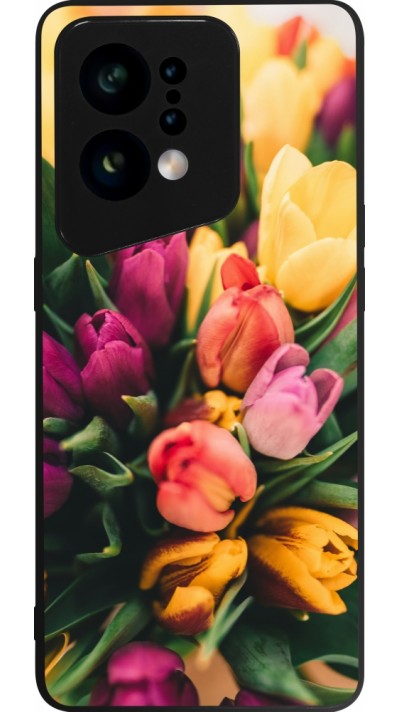 Coque OPPO Find X5 - Silicone rigide noir Bouquet of tulips Spring 2026